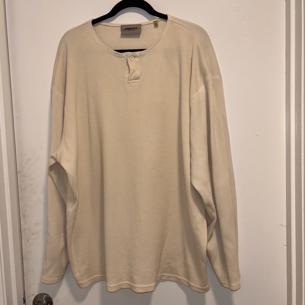 Fear of God Essentials Thermal Waffle-Knit Cotton Henley T-Shirt Buttercream XL